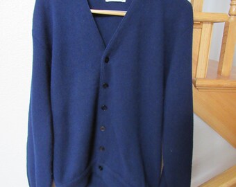 Vintage Navy Blue Lord Jeff Jefflinks Cardigan Golf Sweater XL Orlon Acrylic Free Shipping