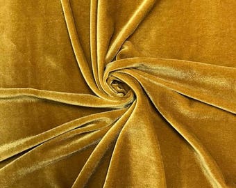Princess GOLD Polyester Stretch Velvet Fabric by the Yard, Half Yard, Sample - 10001