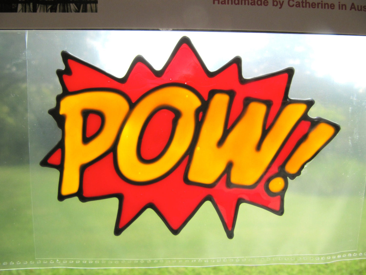 batman style comic book pow Suncatcher window sticker/decal