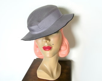Vintage 1930's Blue Gray Slouch Hat~