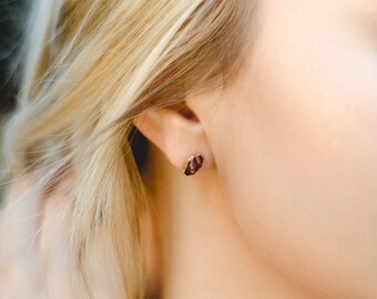 rough garnet studs | raw garnet earrings | january birthstone studs | january birthstone earrings | raw crystal studs | garnet stud earrings