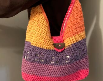 Self Striping Hobo Shoulder Bag