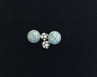 Double sided blue with clear crystal earrings