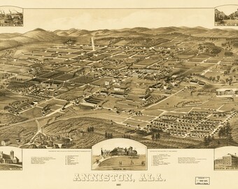 Vintage Map - Anniston, Alabama 1887