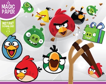 Angry Birds Clipart - Digital 300 DPI PNG Images, Photos, Scrapbook, Cliparts - Instant Download
