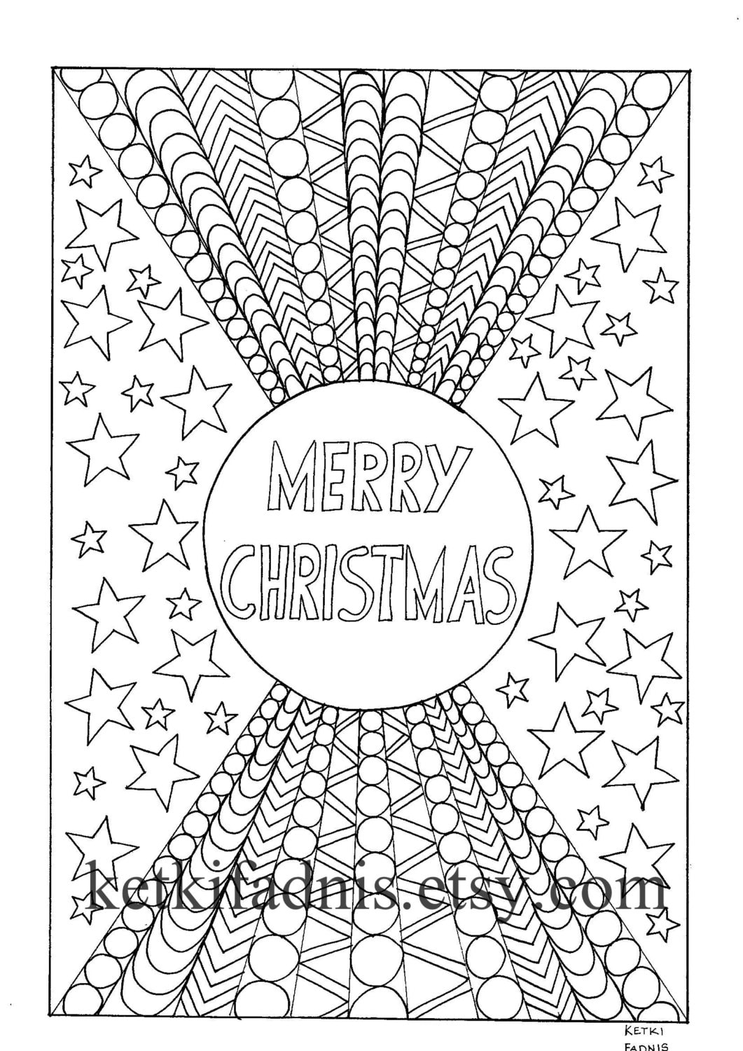 Download Merry Christmas Coloring page - Instant PDF Download - Digital download - Hand drawn - DIY ...