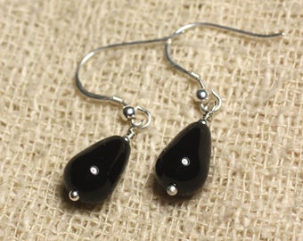 Earrings 925 Silver - Black Onyx drops 12x8mm