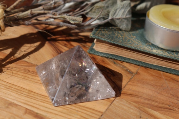 Clear & Smoky Quartz with Amethyst Pyramid 38mm