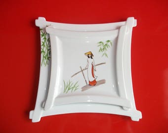 Set of two porcelain plates from Limoges on the theme of "Asia"