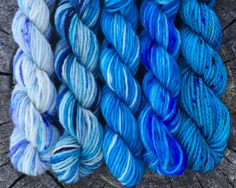 Sock Yarn Miniskein Set - Cornish Pixies - Hogwarts Miniskeins, set of 5 mini skeins with 25 yards each