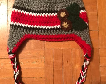Handmade crochet Ohio State Buckeyes beanie