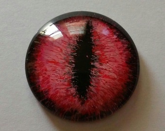 Red Hand Painted Glass Dragon Eye Cabochon 30 mm Round Glass Eye Fantasy Jewelry Supplies Fastasy Steampunk Sci Fi Cosplay Doll Eye Pendant