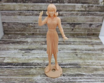 MPC Mrs Finger Wagger Doll Figure House Toy Soft Plastic pink woman wife