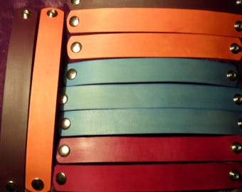 Lot of 10 DYED 1" wide Tooling LEATHER BRACELET Blanks with snaps for Youth Crafts, Fundraisers and Vendors. Rounded Ends
