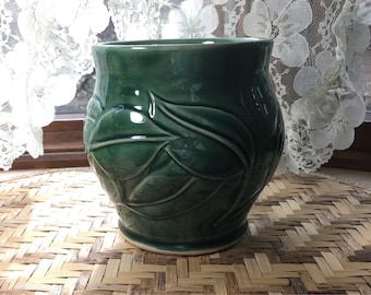 Carved Porcelain Vase with Leaves