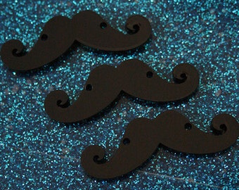 3 x laser cut acrylic curly moustache charms