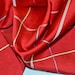 Rich Red Pin-Striped Plaid in White, Aqua and Pale Yellow Rinzu Satin Silk Woven Pattern Traditional Kimono Fabric