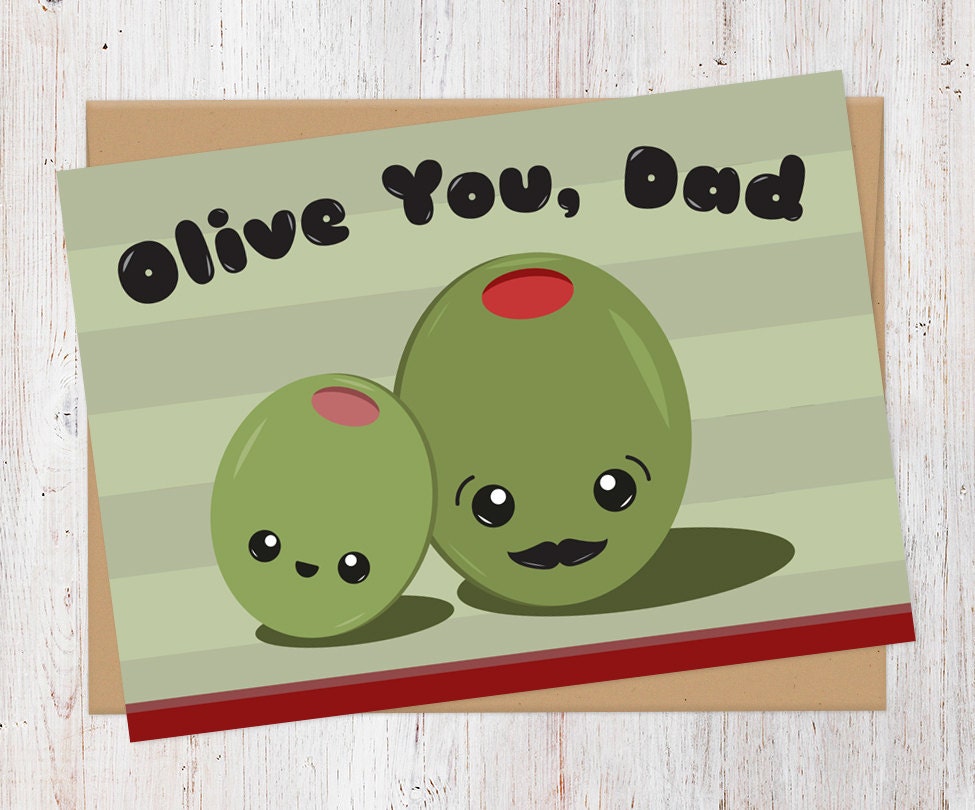 Olive You Dad Father's Day Card 100 Recycled Card