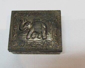 1930s Japanese silverplate wood-lined repousse cigarette box