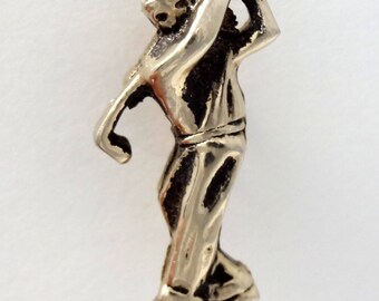 GOLFER Mens Vintage Tie Tack Gold Tone Lapel Pin Golf Sports