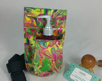 Massage therapy 8oz cream jar hip holster, marble brights, black belt