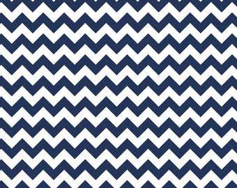 Navy Small Chevron Fabric from Riley Blake Designs - 1/2 Yard - Half Yard - Navy Chevron