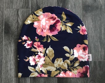PREORDER - Beanie {navy floral}