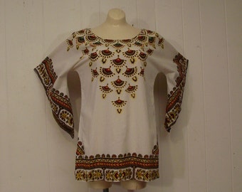 Vintage shirt, festival wear, vintage Danshiki, Batwing shirt, Ethnic shirt, Indian shirt, coachella shirt, medium