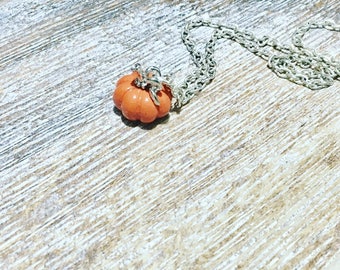 Pumpkin necklace, halloween pumpkin,
