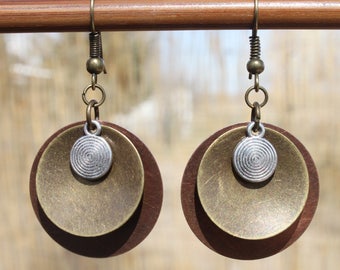 Copper Earrings Mixed Metal Earrings Jewelry Dangle earrings Drop Earrings Boho Earrings Copper Brass Silver Earrings Birthday Gift For Her