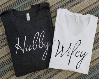 Hubby Wifey Shirts, Wifey Hubby Shirt, Wifey Shirt, Newlywed Shirts,Just Married Shirts,Honeymoon Shirts,Wedding Shirts,Hubby Wifey - HWLF