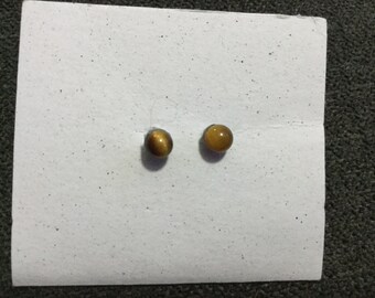Tigers Eye 4 mm Round Post Earrings