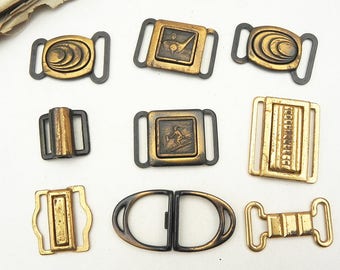 Lot of 9 Vintage Sample Belt Buckles Sewing Craft Assemblage Steampunk Supply
