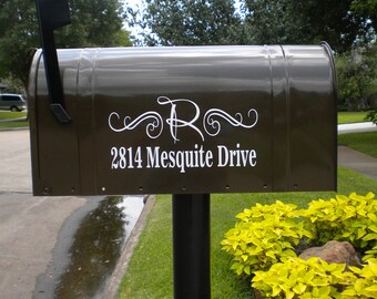 One Mailbox Decal, custom address sticker with initial, elegant mailbox, fancy mailbox, mailbox stickers, moving gift, new home, first place