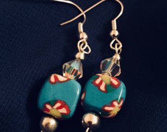 Handcrafted polymer clay unique artisan earrings