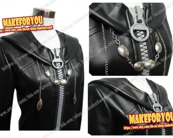 Men's Organization Xiii cosplay costume large zipper cloak with chain