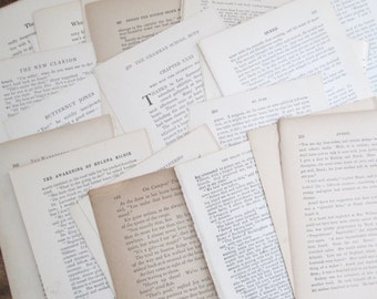 Vintage Book Paper 36 Book Pages Vintage Antique Paper All from Novels Ephemera Paper Arts and Crafts