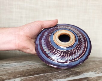 Short Stoneware Purple Vase
