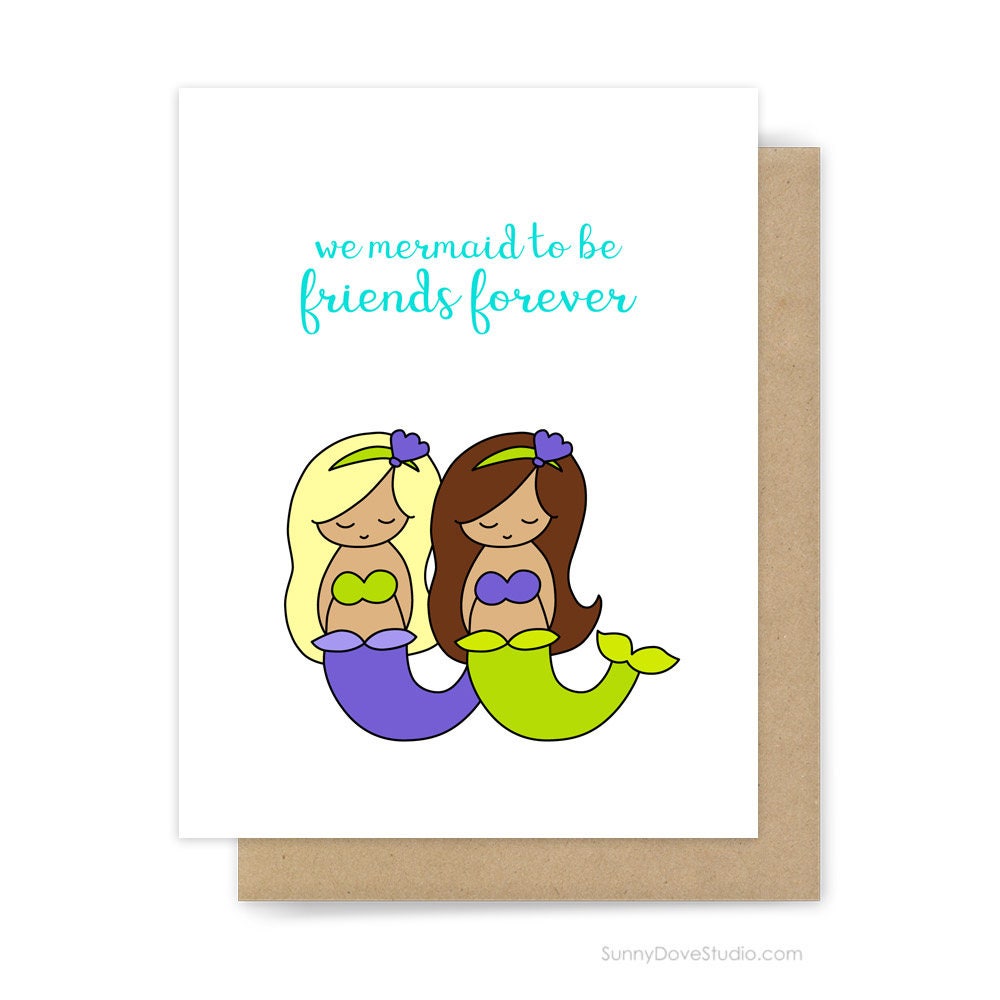 Best Friend Card Friendship Pun For BFF Bestie Mermaid To Be