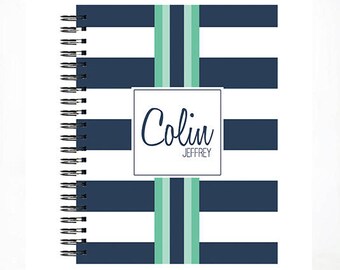 Hello Baby™ Baby Book, Baby Memory Book, RUGBY STRIPE Personalized Baby Book, Baby Books, The Sweet Rhino