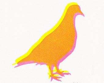 Pigeon print, pigeon linocut print, pigeons art, small block print, small pigeon block print, pigeon wood block print, pigeon gifts prints