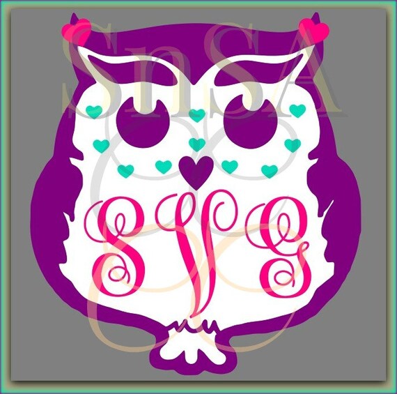 Download Owl Monogram Family SVG Nursery Cricut Vinyl Silhouette Heart
