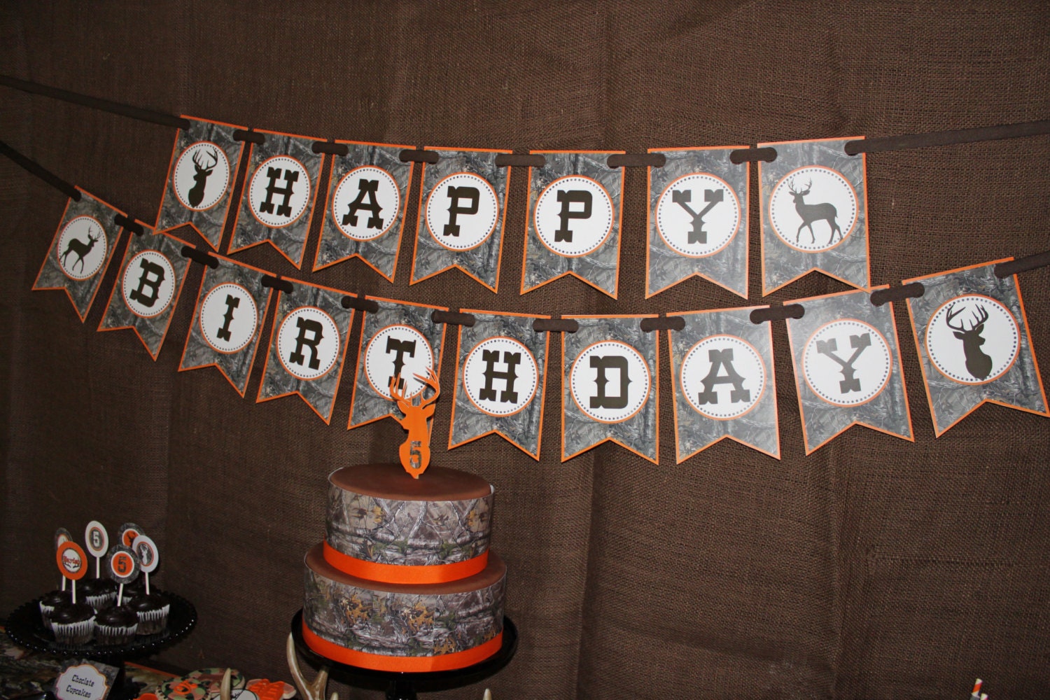 camo boy hunting banner birthday party printable happy