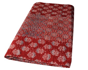 Indian Cotton Patchwork Kantha Quilt Colorful Handmade Hand Block Print Sari Patchwork Kantha Blanket Twin Size Bedspread Kantha Throw
