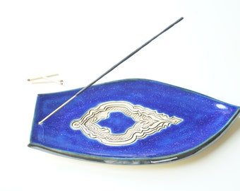 Large Incense Holder, Kobalt Incense Burner, Incense Tray, Ceramics and Pottery, Ash Catcher, Ceramic Plate, Meditation, Yoga, Aromatherapy