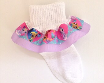 Shimmer and Shine Ruffle Socks - Shimmer and Shine Socks - Ruffle Socks - Character Girls Socks - Toddler Socks