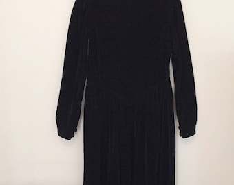 Black Velveteen Maxi Dress - 1980s - By Laura Ashley