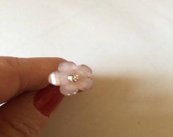 10 Pearl Pink Flower Bobby pins