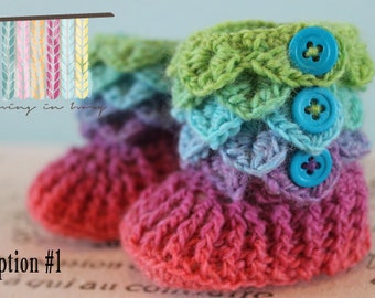 Crocodile Stitch Booties - Crochet Baby Booties - CUSTOM OPTIONS AVAILABLE