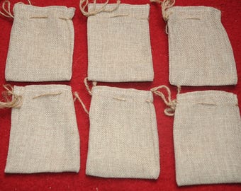 Christmas decoration: set of 6 small burlap bags